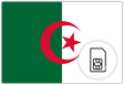 Algeria SIM Card – Travel connectivity for Algeria. Image featuring the Algerian flag and a SIM card icon