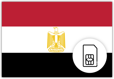 Egypt SIM Card – Travel connectivity for Egypt. Image featuring the Egyptian flag and a SIM card icon