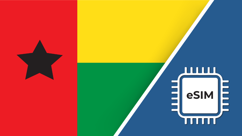 Guinea-Bissau eSIM – Travel connectivity for Guinea-Bissau. Image featuring the Guinea-Bissau flag and an eSIM icon.