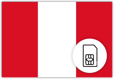 Peru SIM card – Travel connectivity for Peru. Image featuring the Peru flag and a SIM card icon.