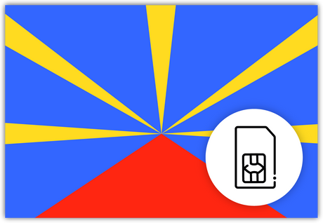Réunion SIM Card – Travel connectivity for Réunion. Image featuring the Réunion flag and a SIM card