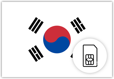 South Korea SIM Card – Travel connectivity for South Korea. Image featuring the South Korean flag and a SIM Card icon.