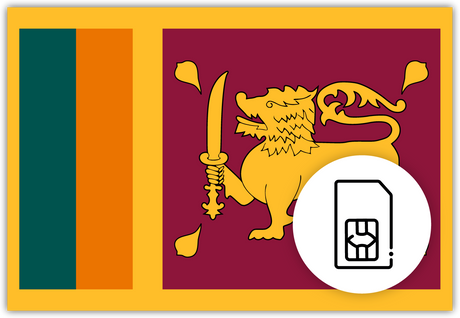 Sri Lanka SIM Card – Travel connectivity for Sri Lanka. Image featuring the Sri Lankan flag and a SIM Card icon.