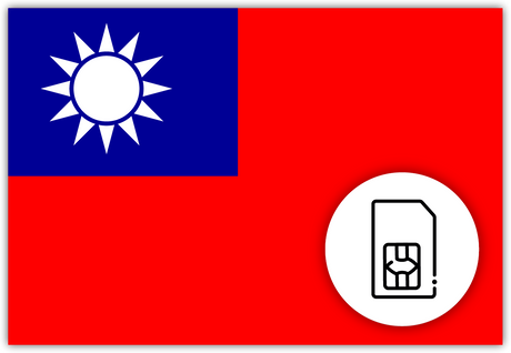 Taiwan SIM Card– Travel connectivity for Taiwan. Image featuring the Taiwanese flag and a SIM Card icon