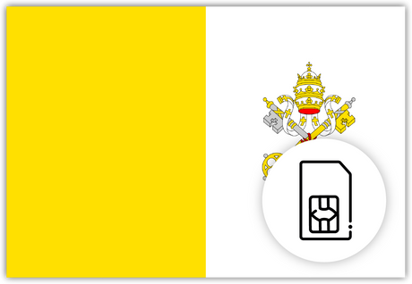 Vatican City SIM Card – Travel connectivity for the Vatican City. Image featuring the Vatican City flag and a SIM card icon.