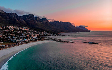 Mountains above Camps Bay in Cape Town at sunset