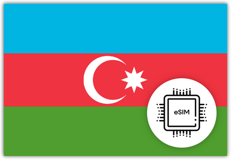 Azerbaijan eSIM – Travel connectivity for Azerbaijan. Image featuring the Azerbaijani flag and an eSIM icon.