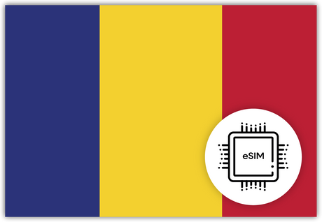 Chad eSIM – Travel connectivity for Chad. Image featuring the Chad flag and an eSIM icon.
 