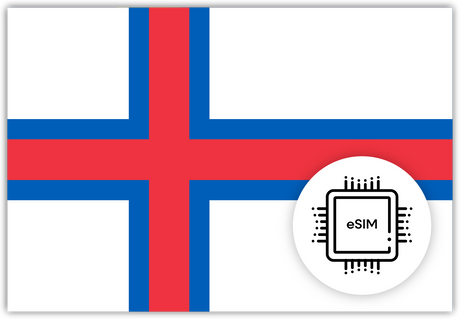 Faroe Islands eSIM – Travel connectivity for the Faroe Islands. Image featuring the Faroe Islands flag and an eSIM icon.