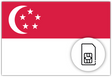 Singapore SIM Card – Travel connectivity for Singapore. Image featuring the Singapore flag and a SIM card icon