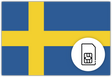 Sweden SIM Card – Travel connectivity for Sweden. Image featuring the Swedish flag and a SIM card icon