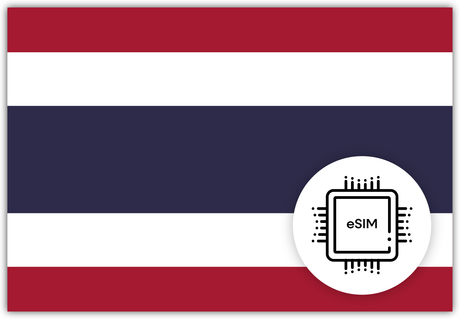 Thailand eSIM – Travel connectivity for Thailand. Image featuring the Thailand flag and an eSIM icon.