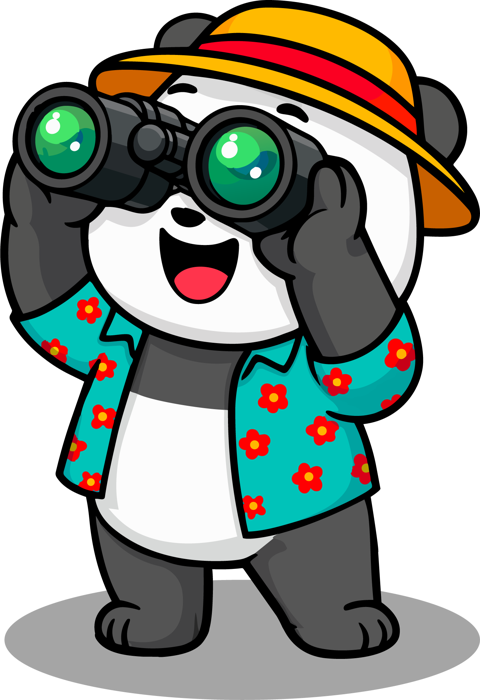 BeachSIM panda looking through binoculars