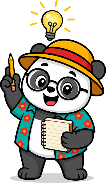 BeachSIM panda with a lightbulb idea and notepad